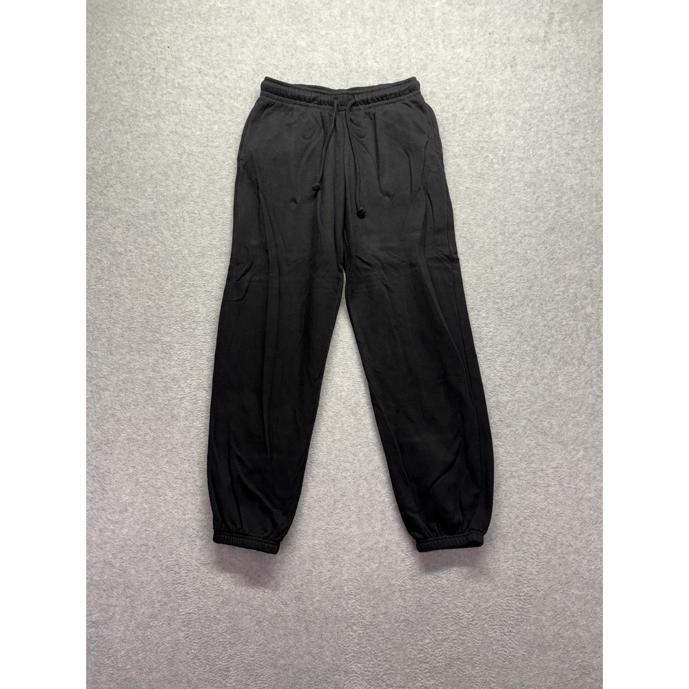 HM Divided Womens XS Black Fleece Jogger Sweatpants Elastic Waist Pockets